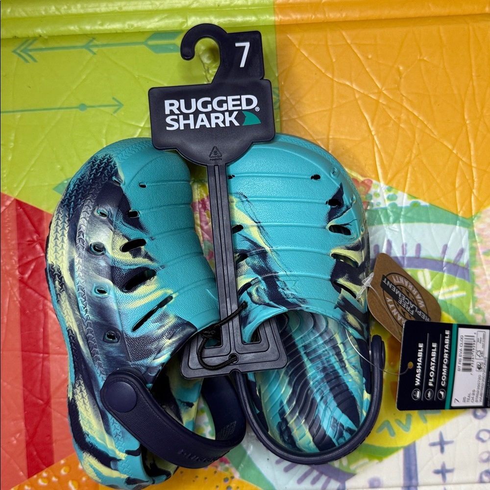 Rugged Shark Kids Aqua and Yellow Water Shoes